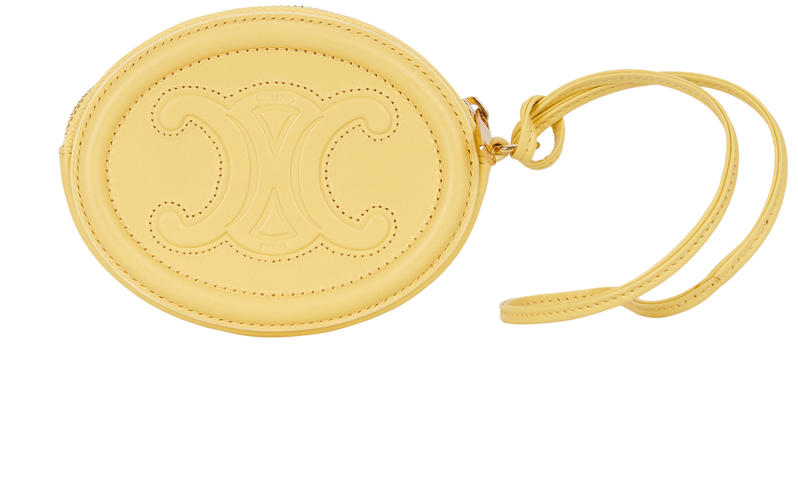 Celine Triomphe Oval Coin Purse, &pound;295, Accessories, Yellow, Leather, Back view
